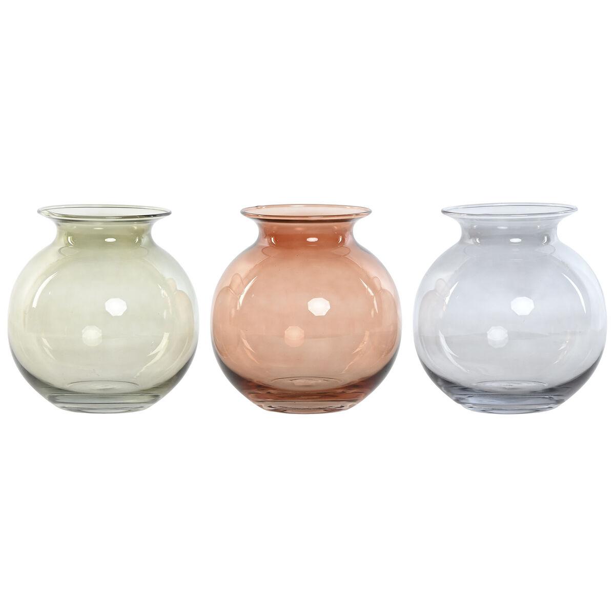Vase Home ESPRIT Blå Grøn Rav Krystal Moderne 17,5 X 17,5 X 18,2 cm (3 enheder) Vase Home ESPRIT Blå Grøn Rav Krystal Moderne 17,5 X 17,5 X 18,2 cm (3 enheder)