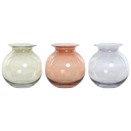 Vase Home ESPRIT Blå Grøn Rav Krystal Moderne 17,5 X 17,5 X 18,2 cm (3 enheder)