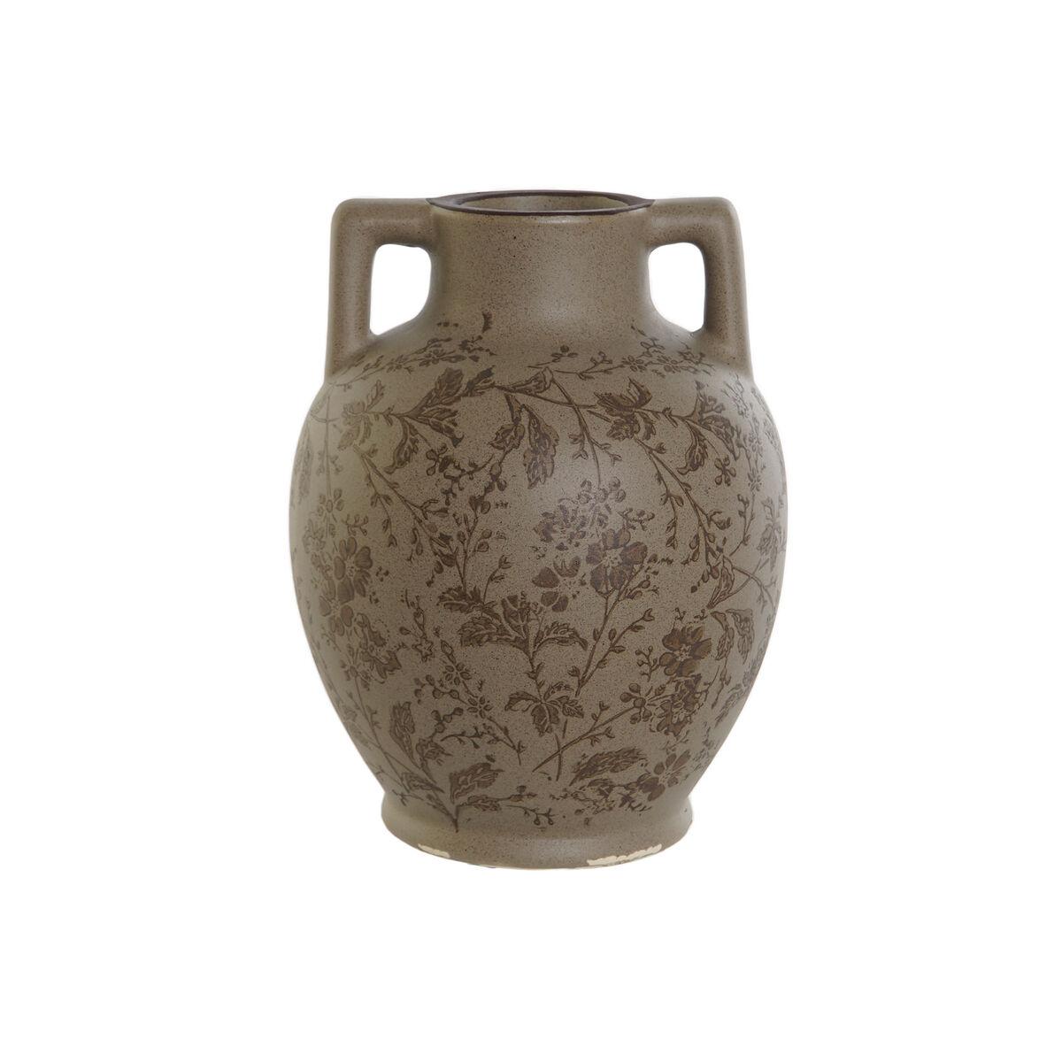 Vase Home ESPRIT Brun Grøn Stentøj Blad af en plante 17 x 17 x 22 cm Vase Home ESPRIT Brun Grøn Stentøj Blad af en plante 17 x 17 x 22 cm