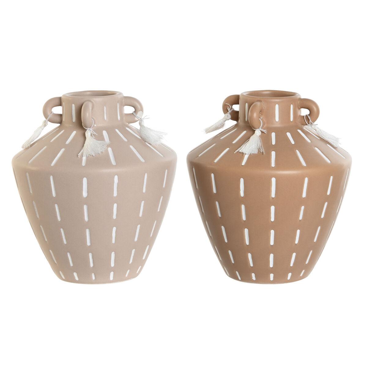 Vase Home ESPRIT Brun Lys brun Keramik Kolonistil Frynse 15,5 x 15,5 x 17,1 cm (2 enheder) Vase Home ESPRIT Brun Lys brun Keramik Kolonistil Frynse 15,5 x 15,5 x 17,1 cm (2 enheder)