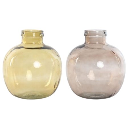 Vase Home ESPRIT Brun Sennep Krystal 32 x 32 x 36,5 cm (2 enheder)