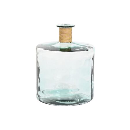Vase Home ESPRIT Gennemsigtig Siv Genbrugsglas Natur 35 x 35 x 45 cm