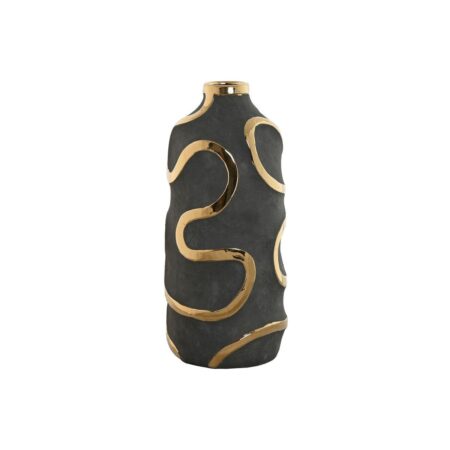 Vase Home ESPRIT Grå Gylden Stentøj Abstrakt Moderne 19 x 19 x 45 cm