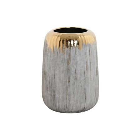 Vase Home ESPRIT Grå Gylden Stentøj Orientalsk 18 x 18 x 25 cm