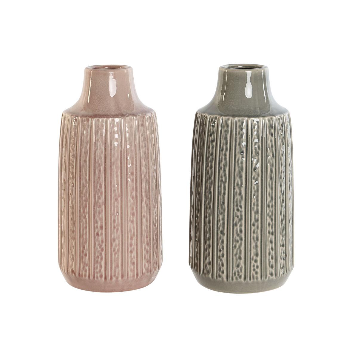 Vase Home ESPRIT Grå Pink Porcelæn 15 x 15 x 31 cm (2 enheder) Vase Home ESPRIT Grå Pink Porcelæn 15 x 15 x 31 cm (2 enheder)