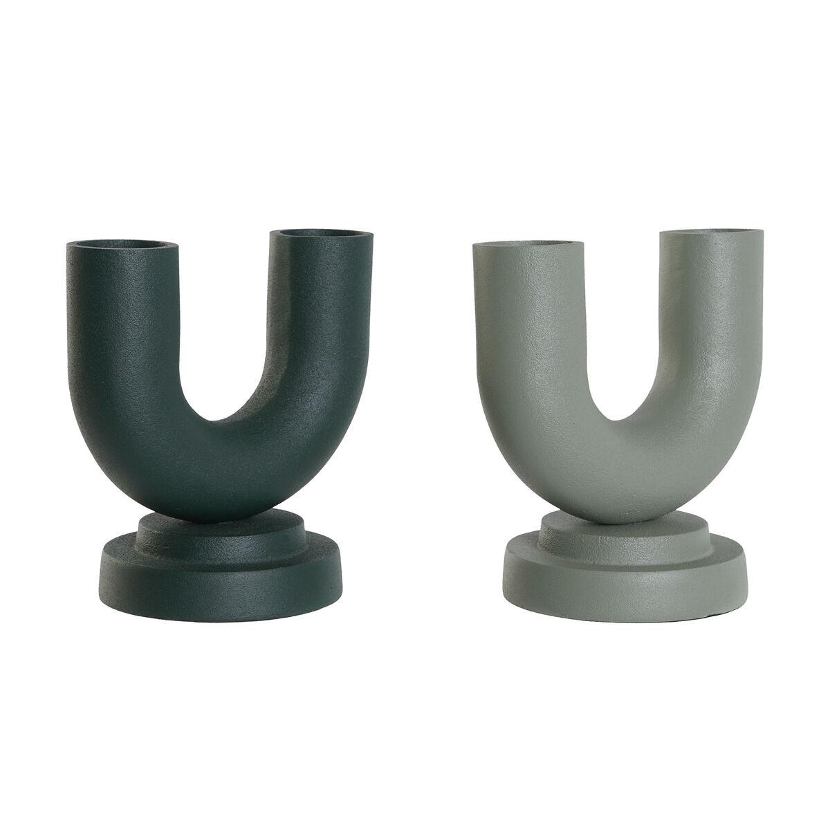 Vase Home ESPRIT Grøn Aluminium 18 x 13 x 19 cm (2 enheder) Vase Home ESPRIT Grøn Aluminium 18 x 13 x 19 cm (2 enheder)
