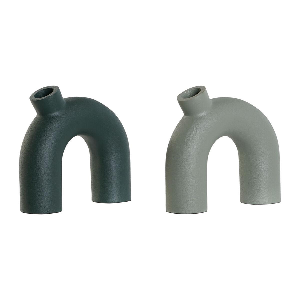 Vase Home ESPRIT Grøn Aluminium 19 x 5 x 17 cm (2 enheder) Vase Home ESPRIT Grøn Aluminium 19 x 5 x 17 cm (2 enheder)