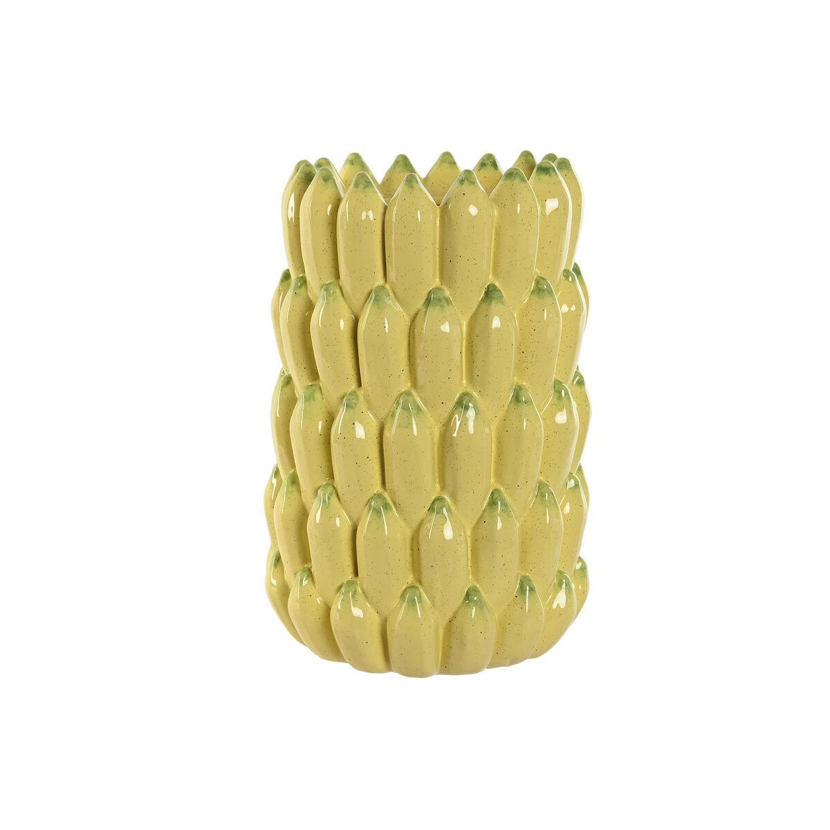 Vase Home ESPRIT Gul Keramik Stentøj Tropisk 25 x 25 x 38 cm Vase Home ESPRIT Gul Keramik Stentøj Tropisk 25 x 25 x 38 cm