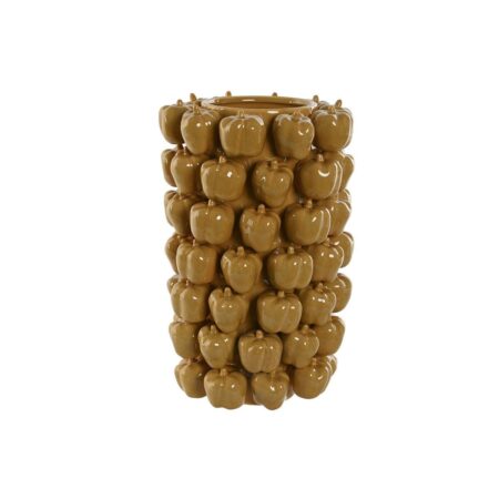 Vase Home ESPRIT Gul Sennep Keramik Stentøj Tropisk 25 x 25 x 38 cm