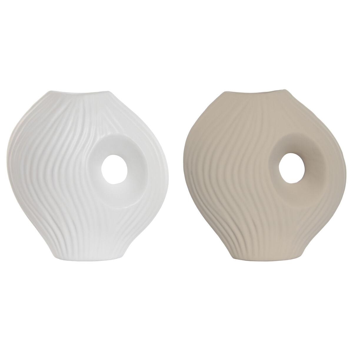 Vase Home ESPRIT Hvid Beige Stentøj 33 x 15 x 34 cm (2 enheder) Vase Home ESPRIT Hvid Beige Stentøj 33 x 15 x 34 cm (2 enheder)