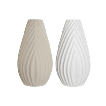 Vase Home ESPRIT Hvid Beige Stentøj Traditionel stil 24 x 24 x 41 cm (2 enheder)