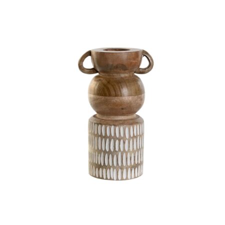 Vase Home ESPRIT Hvid Brun Mangotræ Kolonistil 16 x 10 x 23 cm