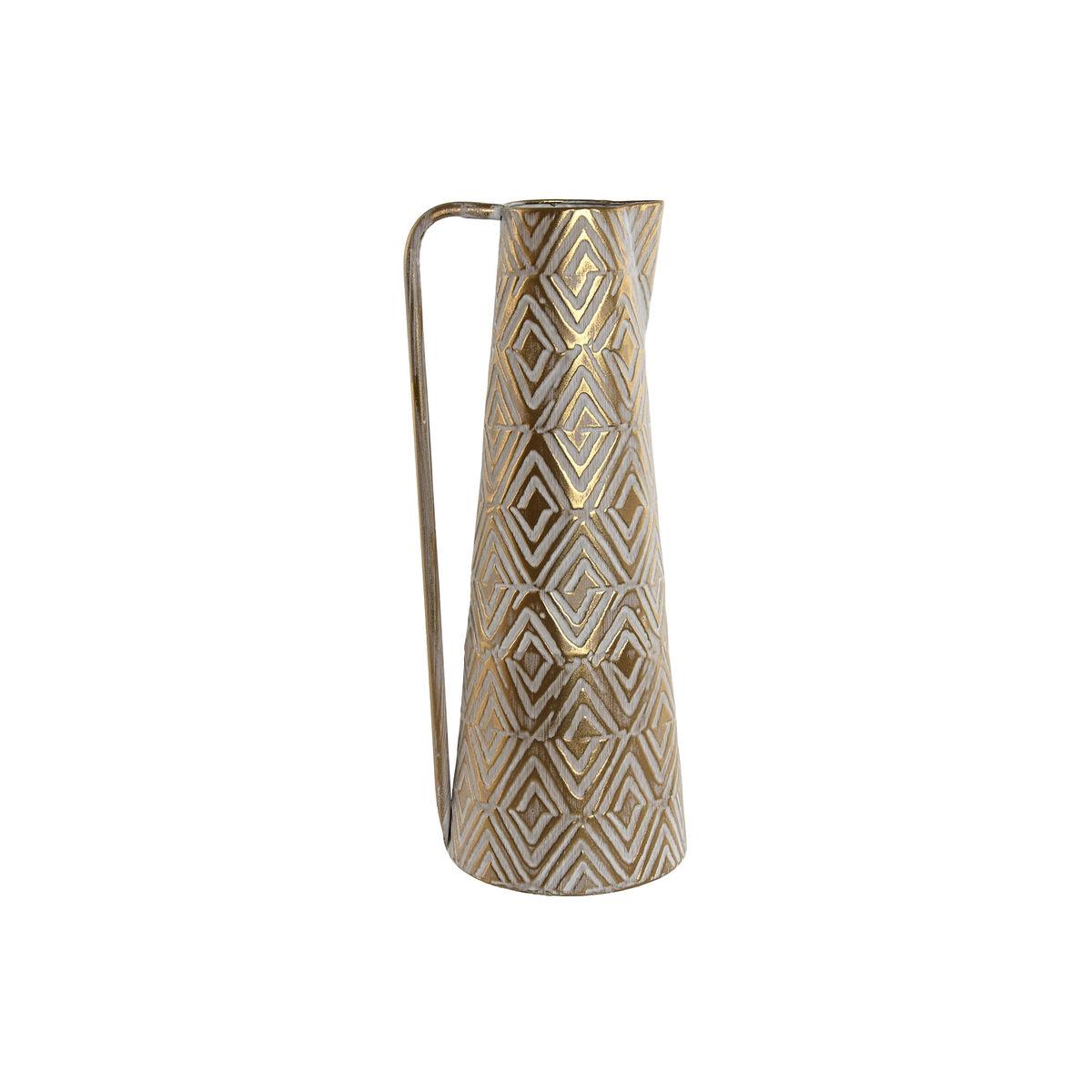 Vase Home ESPRIT Hvid Gylden Metal Moderne 19,5 X 19,5 X 53 cm Vase Home ESPRIT Hvid Gylden Metal Moderne 19,5 X 19,5 X 53 cm