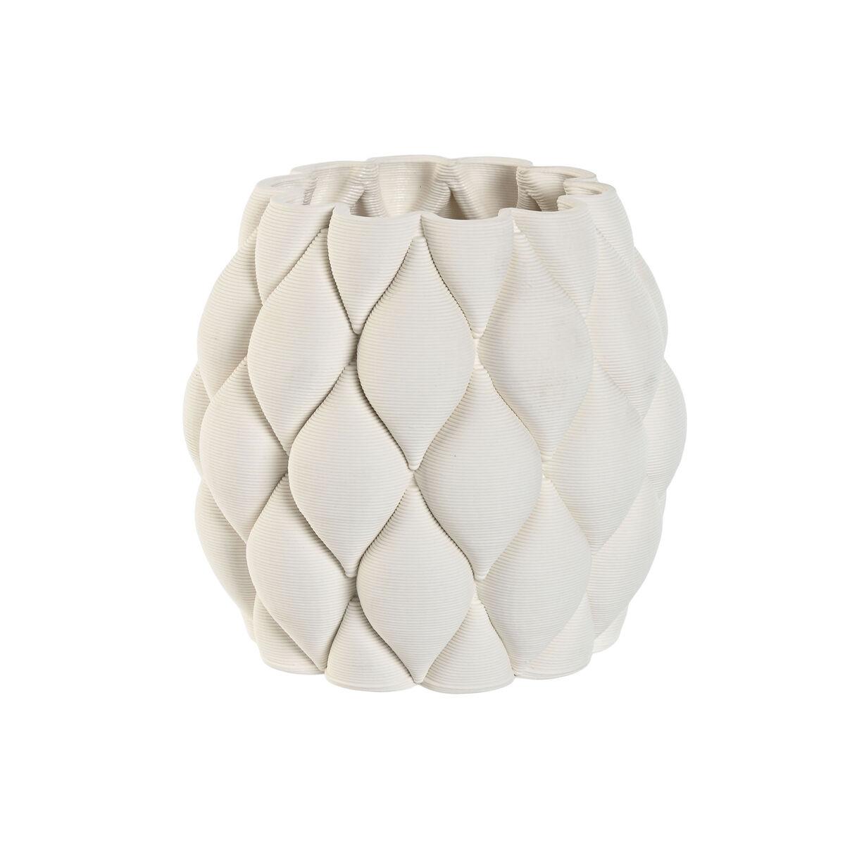 Vase Home ESPRIT Hvid Keramik Stentøj Moderne 15 x 15 x 15 cm Vase Home ESPRIT Hvid Keramik Stentøj Moderne 15 x 15 x 15 cm