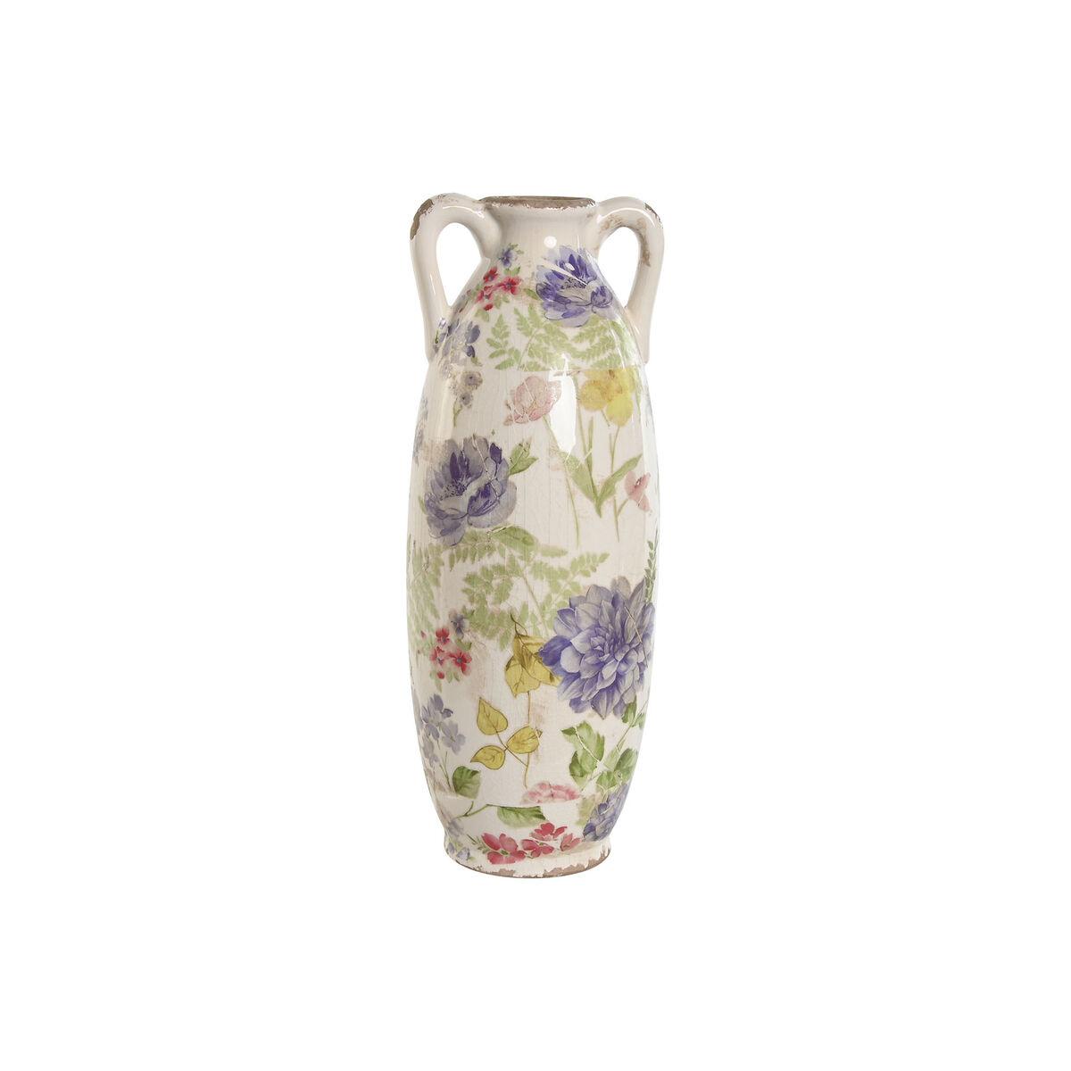 Vase Home ESPRIT Hvid Multifarvet Syren Stentøj 13 x 13 x 35 cm Vase Home ESPRIT Hvid Multifarvet Syren Stentøj 13 x 13 x 35 cm