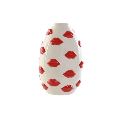 Vase Home ESPRIT Hvid Rød Dolomite 15 x 15 x 22,5 cm