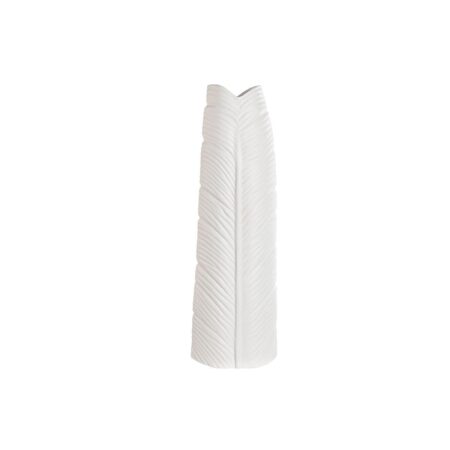 Vase Home ESPRIT Hvid Stentøj Tropisk Blad af en plante 33 x 10 x 70 cm