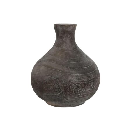 Vase Home ESPRIT Mørkegrå Paulonia træ Kolonistil Ældet overflade 24 x 24 x 27 cm