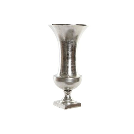 Vase Home ESPRIT Sølvfarvet Aluminium Moderne Vinglas 24 x 24 x 49 cm