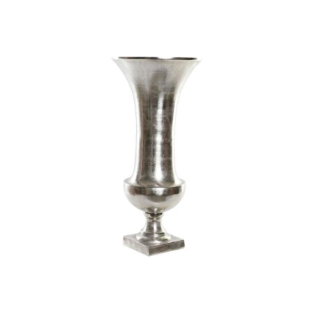 Vase Home ESPRIT Sølvfarvet Aluminium Moderne Vinglas 28,5 X 28,5 X 61,5 cm