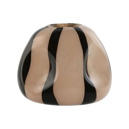 Vase Home ESPRIT Sort Flødefarvet Krystal Moderne 21 x 21 x 16,3 cm