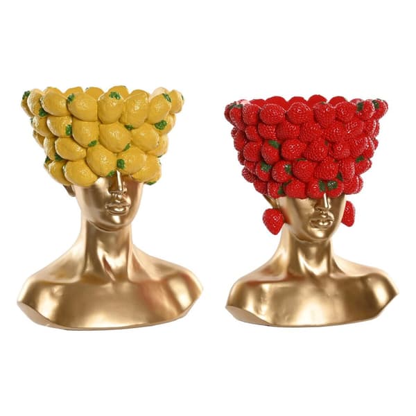 Vase Home ESPRIT Yellow Red Resin Golden Modern Fruit 28 x 17 x 35 cm (2 Units) Vase Home ESPRIT Yellow Red Resin Golden Modern Fruit 28 x 17 x 35 cm (2 Units)