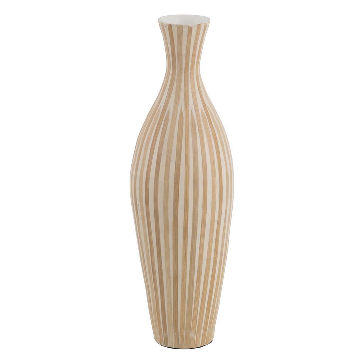 Vase Hvid Beige Bambus 20 x 20 x 64 cm Vase Hvid Beige Bambus 20 x 20 x 64 cm