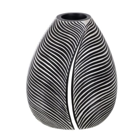 Vase Hvid Sort Polyesterharpisk 17,5 x 17,5 x 20,5 cm