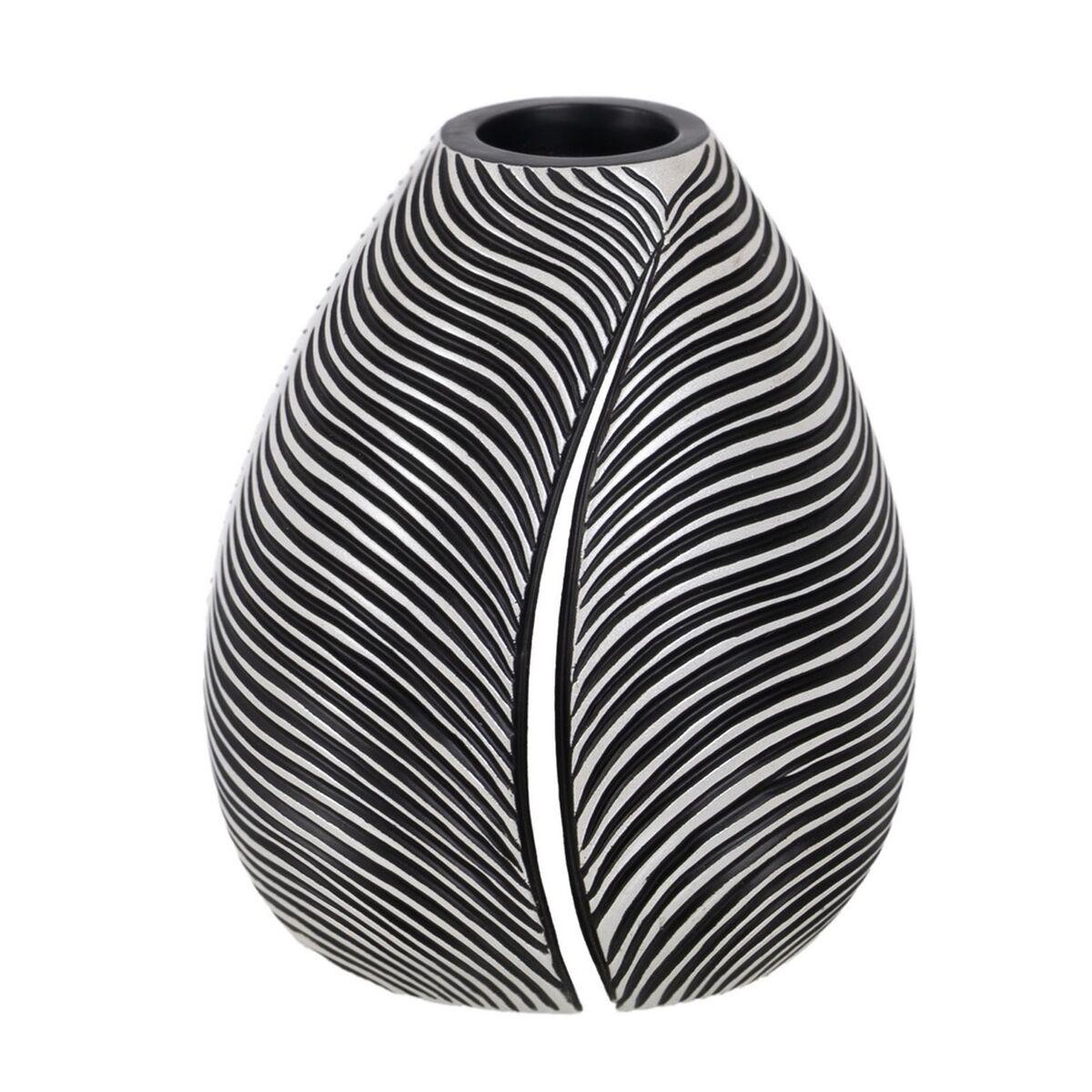 Vase Hvid Sort Polyesterharpisk 17,5 x 17,5 x 20,5 cm Vase Hvid Sort Polyesterharpisk 17,5 x 17,5 x 20,5 cm