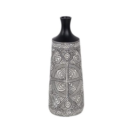 Vase Hvid Sort Polyesterharpisk 17,5 x 17,5 x 48 cm