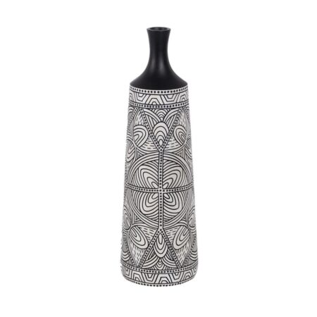 Vase Hvid Sort Polyesterharpisk 19 x 19 x 64 cm