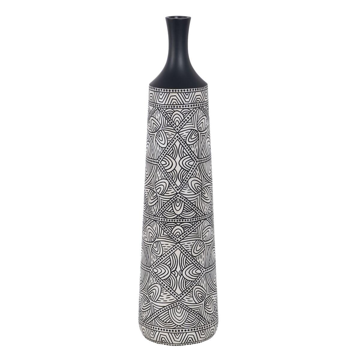 Vase Hvid Sort Polyesterharpisk 20 x 20 x 80 cm Vase Hvid Sort Polyesterharpisk 20 x 20 x 80 cm