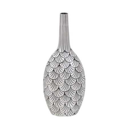 Vase Hvid Sort Polyesterharpisk 21,5 x 12 x 50 cm