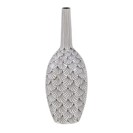 Vase Hvid Sort Polyesterharpisk 23,5 x 13,5 x 60 cm