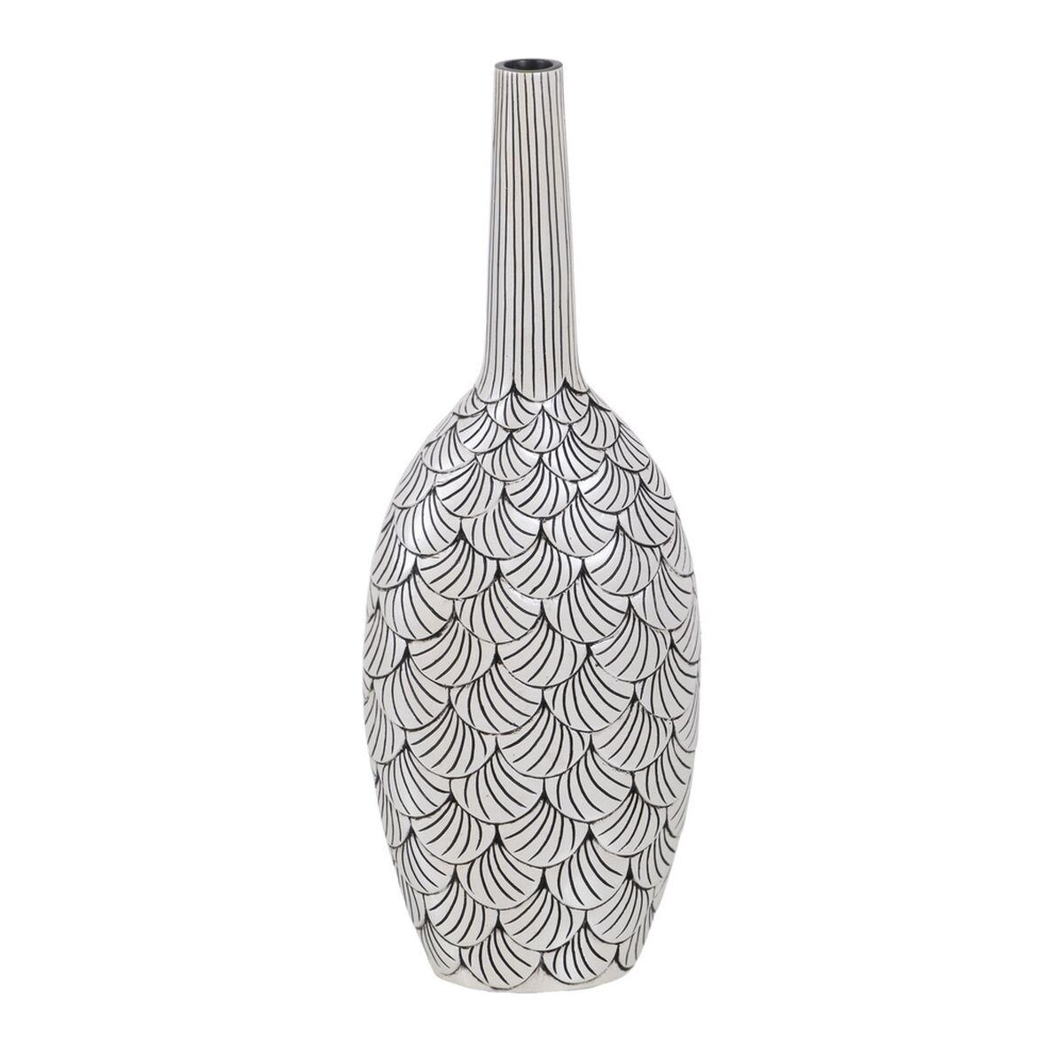 Vase Hvid Sort Polyesterharpisk 23,5 x 13,5 x 60 cm Vase Hvid Sort Polyesterharpisk 23,5 x 13,5 x 60 cm