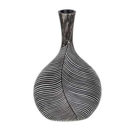 Vase Hvid Sort Polyesterharpisk 27 x 12 x 43 cm