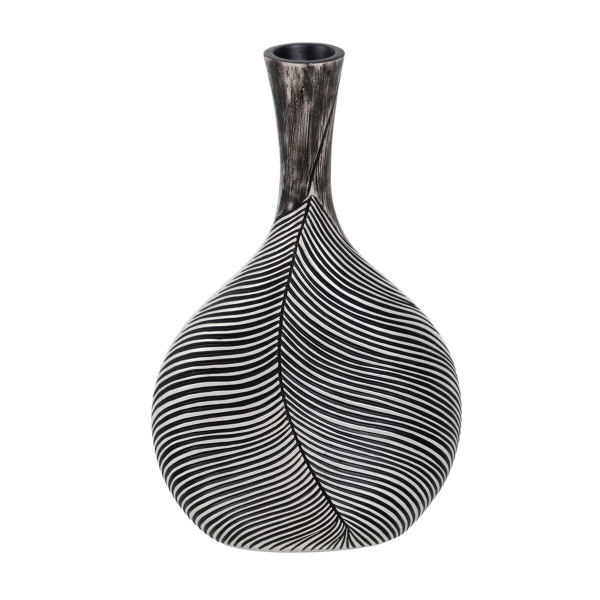 Vase Hvid Sort Polyesterharpisk 27 x 12 x 43 cm Vase Hvid Sort Polyesterharpisk 27 x 12 x 43 cm