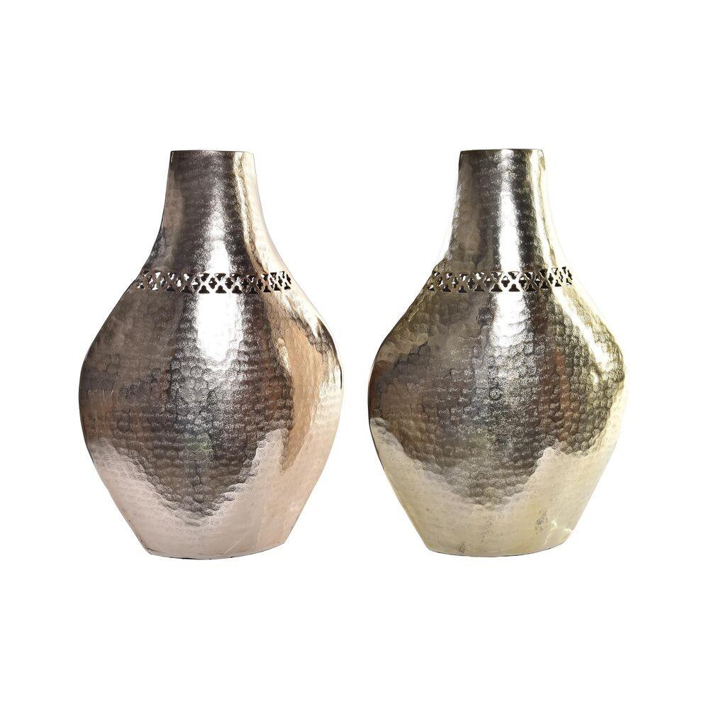 Vase Kobber 28 x 11 x 41 cm Gylden Aluminium Araber Udstansning (2 enheder) Vase Kobber 28 x 11 x 41 cm Gylden Aluminium Araber Udstansning (2 enheder)