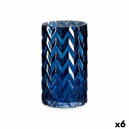 Vase Kobberstik Øre (af hvede) Blå Krystal 11,3 x 19,5 x 11,3 cm (6 enheder)