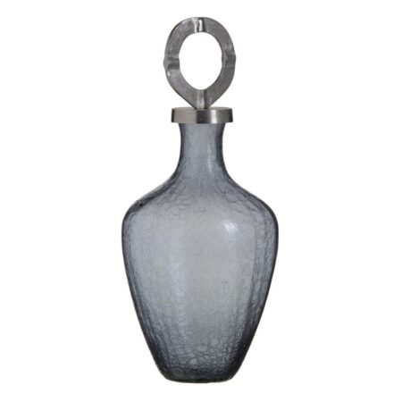 Vase Krystal Grå Metal Sølv 23 x 23 x 47 cm