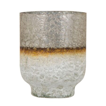 Vase Krystal Gylden Hvid 15 x 15 x 19 cm