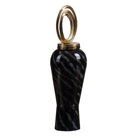 Vase Krystal Sort Gylden Metal 15 x 15 x 46 cm