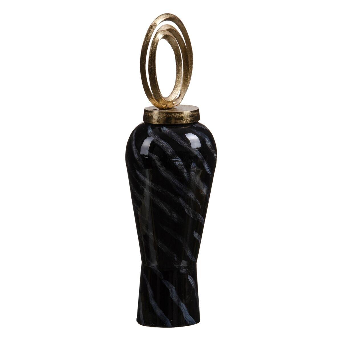 Vase Krystal Sort Gylden Metal 15 x 15 x 46 cm Vase Krystal Sort Gylden Metal 15 x 15 x 46 cm