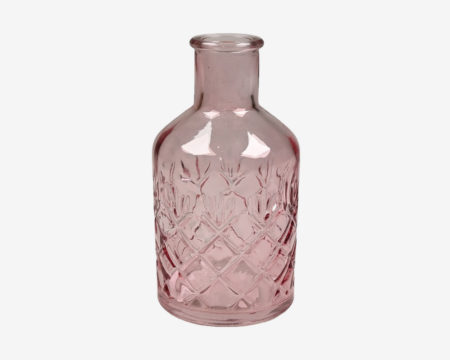 Vase Lyserød Mønster Glas H.12 cm