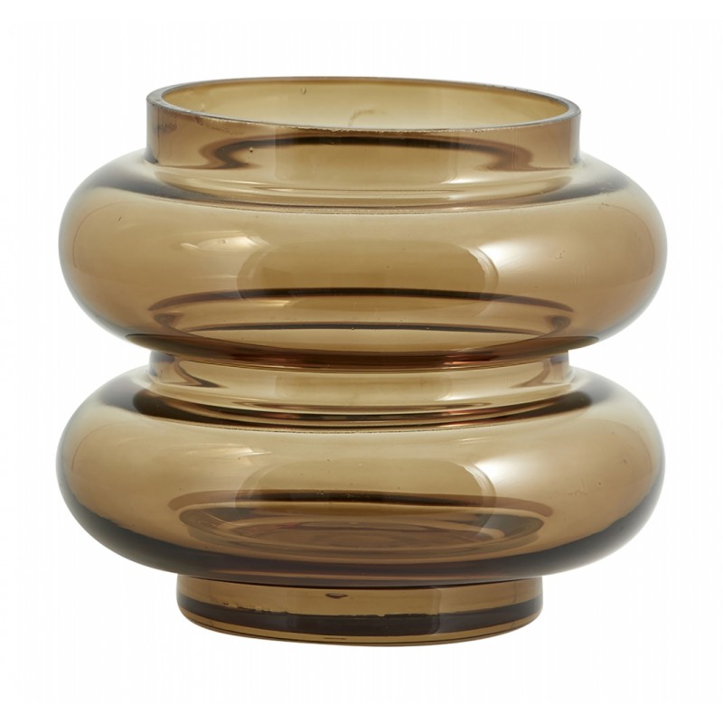 Vase "Maui" m/ 2 ringe brun - Nordal H: 11 cm Vase "Maui" m/ 2 ringe brun - Nordal H: 11 cm