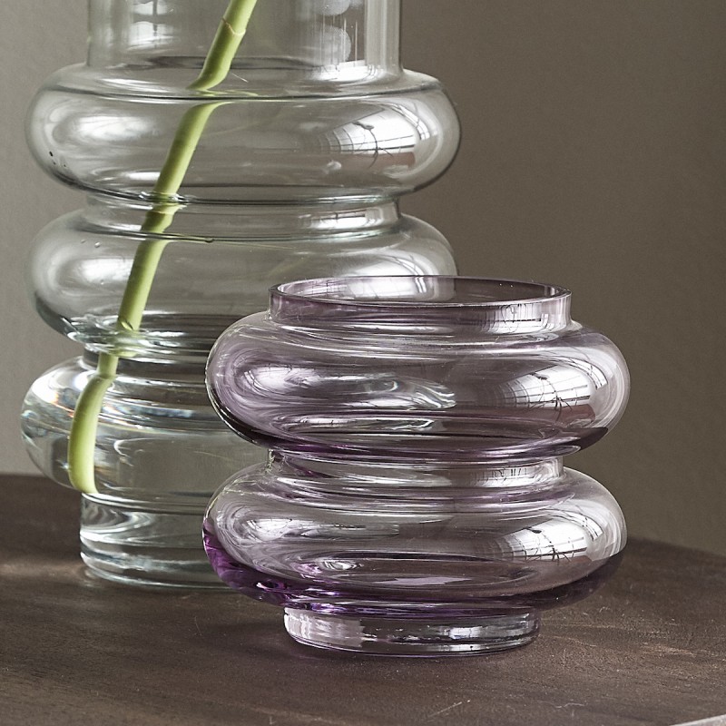 Vase "Maui" m/ 2 ringe lys lilla - Nordal H: 11 cm Vase "Maui" m/ 2 ringe lys lilla - Nordal H: 11 cm