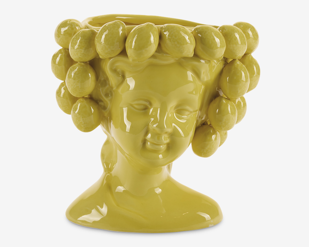 Vase Med Ansigt Lemon Gul H.20 cm Vase Med Ansigt Lemon Gul H.20 cm
