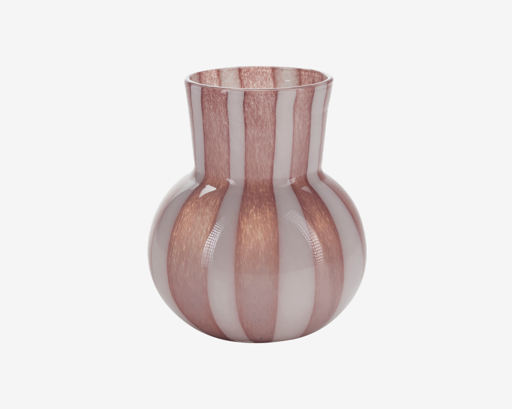 Vase Med Striber Gl.Rosa/Hvid Vase Med Striber Gl.Rosa/Hvid