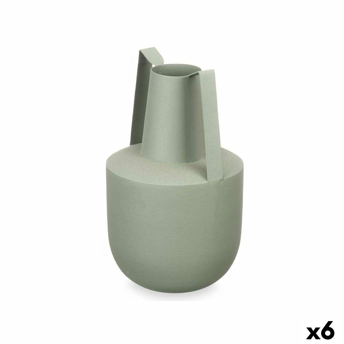 Vase Med håndtag Grøn Stål 14 x 24 x 14 cm (6 enheder) Vase Med håndtag Grøn Stål 14 x 24 x 14 cm (6 enheder)
