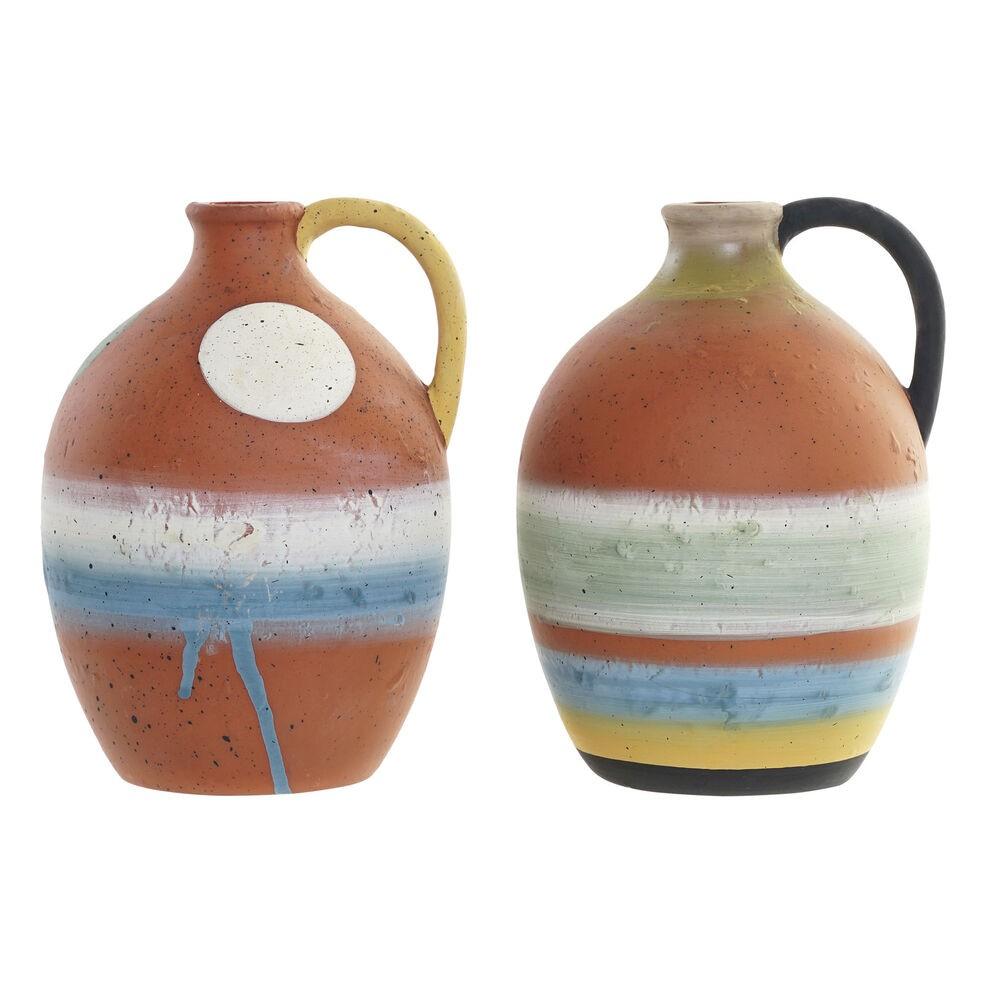 Vase Multifarvet Terrakotta 14,5 x 14 x 20 cm (2 enheder) Vase Multifarvet Terrakotta 14,5 x 14 x 20 cm (2 enheder)